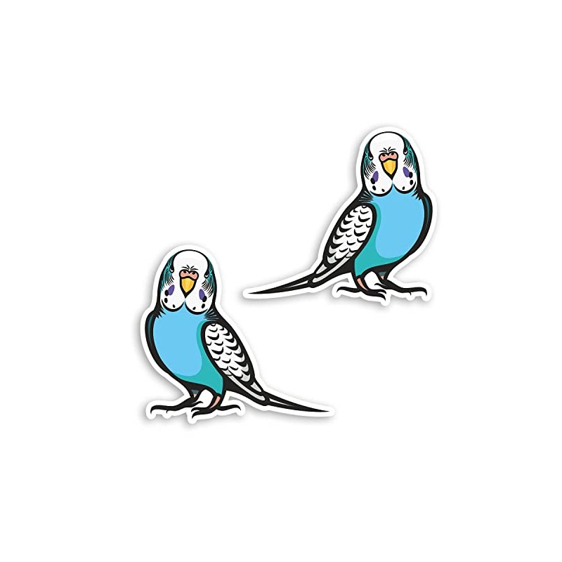 2 x 10cm Cute Blue Budgie Vinyl Stickers - Budgerigar