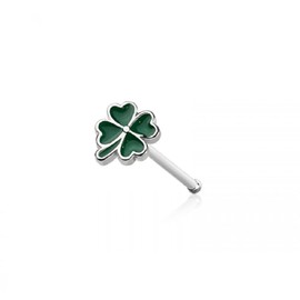 Pierced Owl 20GA 316L Stainless Steel Lucky Four Leaf Clover Nose Bone Stud (Silver Tone)
