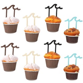 Surfs Up Cupcake Toppers - Wave Cupcake Toppers, Surfboard Cupcake Toppers, The Big One, Beach Theme Decoration, Shaka, Surf's Up Birthday, Set of 8 (WAVE CUP TOPPER)