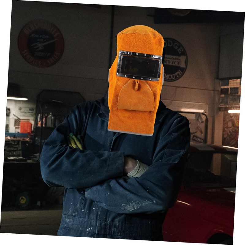COHEALI Welding Helmet Mask with Lens Adjustable Cowhide Shield for