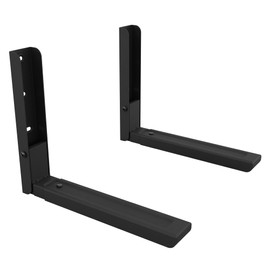 AVF Wall-Mounted Microwave Oven Brackets – Universal Fit, Heavy-Duty Black Steel – Adjustable Arms Hold Up to 99 lbs – Set of 2 Microwave Shelf Support Brackets