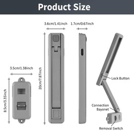 ANOMM Grey Baby Safety Window Restrictor, Adjustable Window Lock, Child Safety Window Restrictor, Child Safe Window Safety Lock for Children and Pets