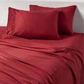 PeachSkinSheets Deep Crimson Red Sheet Set - 1500tc Level of Softness - Extra Soft Cooling Sheets for Hot Sleepers and Night Sweats - Twin Size