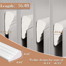 2Pack x 16.4 Ft Door Weather Stripping Window Seal,Self-Adhesive Foam Weather Strip for Door Insulation,Soundproofing Weatherstripping for Window Gap Filler,Wedge Door Frame Seal Tape for Winter,White