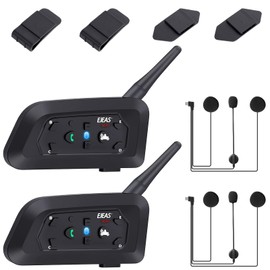 GaiRen V6 Pro - Casco de motocicleta con Bluetooth, 1200 m, 2 personas, Full Duplex inalámbrico, conexión de hasta 6 ciclistas para motociclismo, esquí y escalada (paquete de 2)