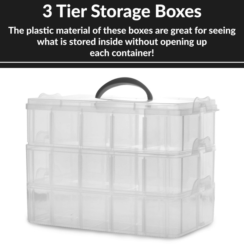 Pukkr 3 Tier Stackable Craft Storage Box – 30 Adjustable