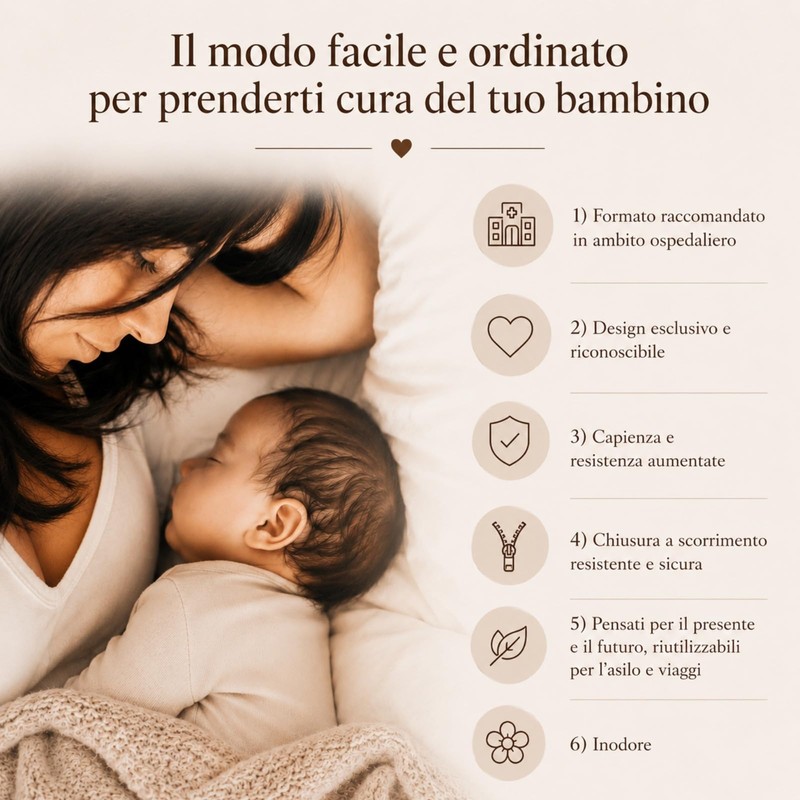 10 Bustine Corredino Neonato con Zip - Sacchetti Satinati Riutilizzabili