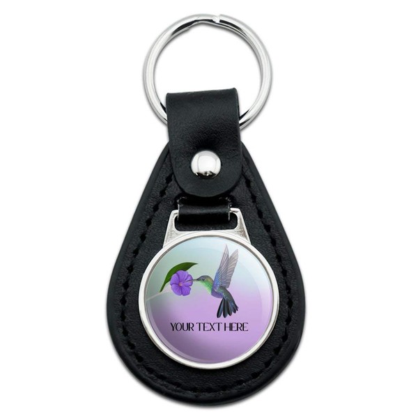 GRAPHICS & MORE Black Leather Personalized Custom Hummingbird 1 Line