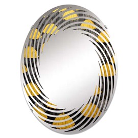 DesignQ Sky wall mirror, Oval 0 mirror, Round Yellow bathroom mirror, Sky vanity mirror Mellow Umbrella Skyscape I printed mirror decor, oval mirror 20x30