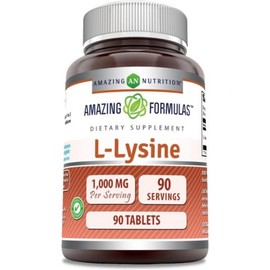 Amazing Formulas L-Lysine 1000 Mg Amino Acid Supplement | Tablets | Non-GM0 | Gluten-Free | Made i, 90 Count, 1개 / Amazing Formulas L-Lysine 1000 Mg Amino Acid Supplement | Tablets | Non-GM0 | Gluten-Free | Made i, 90 Count, 1개
