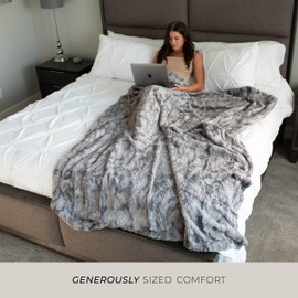 GRACED SOFT LUXURIES Oversized Throw Blanket Living Room Decor Softest Warm Elegant Aesthetic Comfy Cozy Faux Fur for Home, Couch, Sofa, Bed, Chair (XL 60" x 80", Marbled Gray)