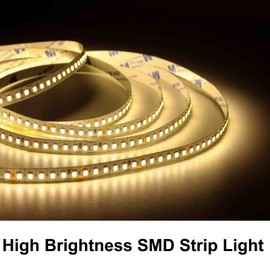 Tayire SMD LED Strip Light 10M DC24V Natural White 4000K, 180LED/m CRI95+ 8mm Super Bright LED Flexible for Parties, Counters, Home Decoration (LED Strip Only)
