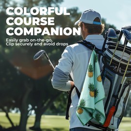 Tough Outdoors Golf Towel (15"x 25") - Golf Bags for Men & Women-Golf Bag Towel, Golf Club Towel & Microfiber Golf Towel-Golf Rag with Clip