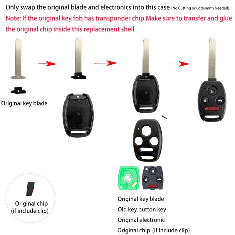 Kyhodsgn Key Fob Cover Shell for Honda 2003 - 2012