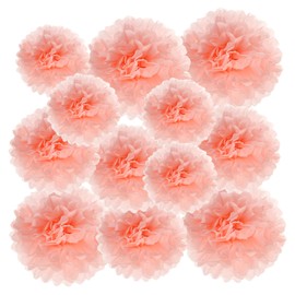 PATIKIL 4"/6"/8" Tissue Pom Poms Flowers, 12 Pack Paper Flower Ball for Wedding Bridal Shower Birthday Bachelorette Party Backdrop Decoration, Light Orange
