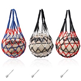 NCOALE Pack of 3 Ball Net Portable Sports Football Net Ball Bag for Football Volleyball Ball Net Basketball Bag Ball Net 1 Ball High Thickness Handles