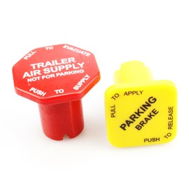 Cildea Parking and Air Brake Knobs 298818 298817 Fit for Peterbilt Kenworth Volvo Western Star Truck Yellow Parking Brake Knob and Red Trailer Air Supply Knob Replace Bendix