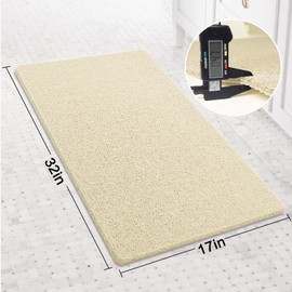 SONGZIMING Shower Mat Non Slip without Suction Cup, 32x17 Inch PVC Loofah Shower, Bath, Tub Mat with Drain for Textured Surface, Quick Drying (Beige)
