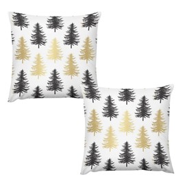 velumair Christmas Pillow Covers 18x18 Set of 2 Black and Gold Pillows Christmas Tree Pillow Cases Decorative Sofa Cushion Cover for Bed Living Room