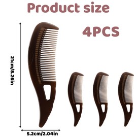 4 Dandruff Combs, Scalp Massage Comb for Dandruff Removal and Scalp Detox, Hollow Design Lice Comb for Scalp Psoriasis and Head Lice, ABS Brown Combs for Travel and Daily Use