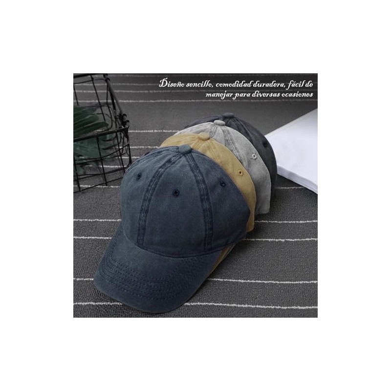 4pcs Gorras para Hombre y Mujer,100% Algodón Ajustable,Gorras Ajustables,Gorra Retro