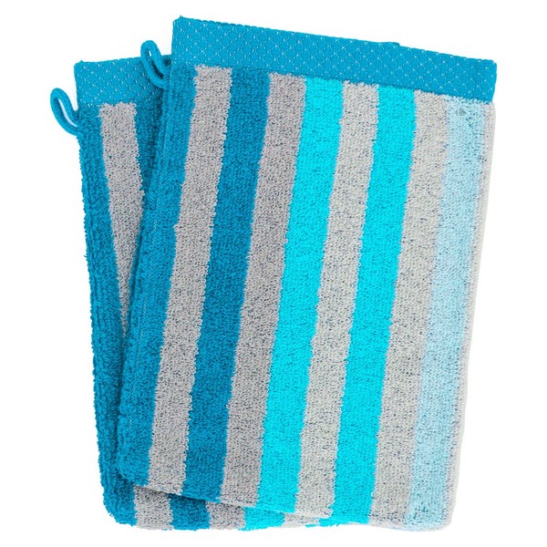 Pure Stripes Waschlappen, 16 x 21 cm, Türkis, 2 Stück