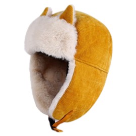 Womens Winter Hats with Lovely Cat Ear Fashion Trooper Aviator Earflap Cap Outdoor Ski Hat Ushanka Buckle Closure Yellow