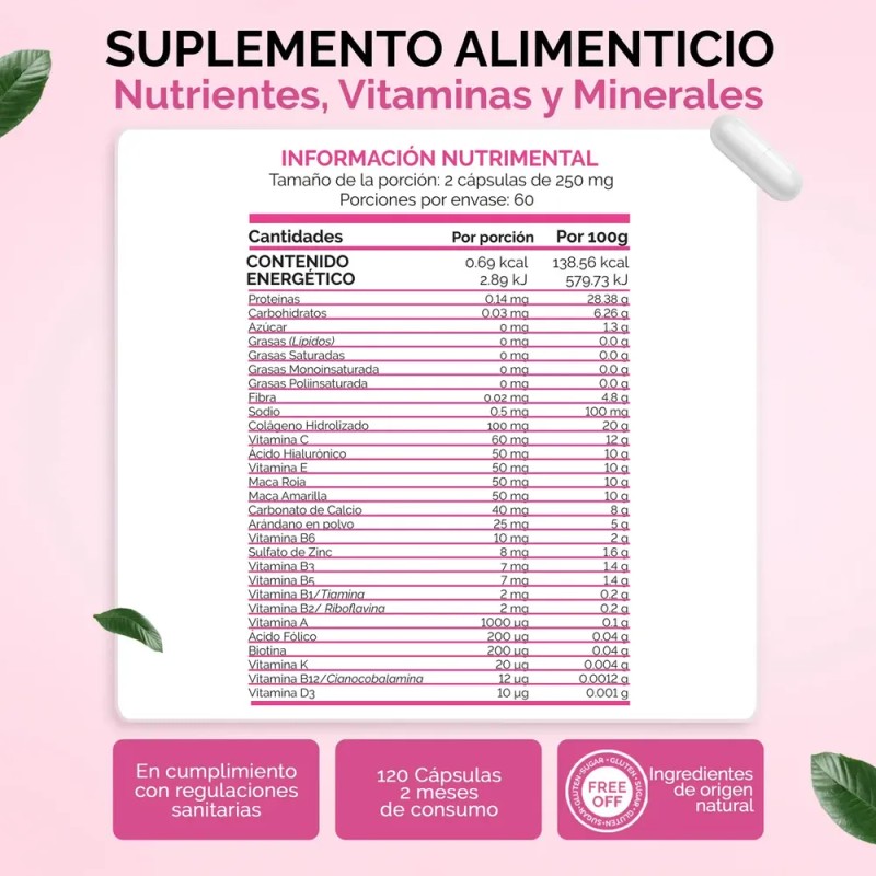 Oby - Multivitaminico Mujer 120 Capsulas + 20 Ingredientes: Colageno,