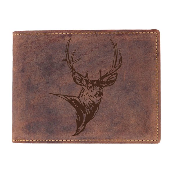 Greenburry Vintage Leather Wallet with Deer Motif, brown