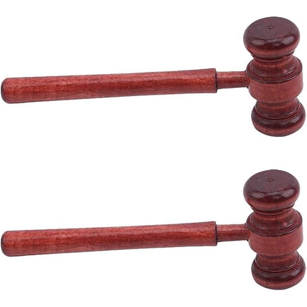 2 Pcs Reddish Brown Wood Judge Gavels Auction Court Gavels