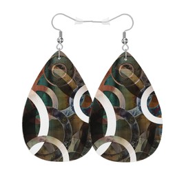 Vosach Leather Abstract Geometric Earring, Lightweight 925 Silver Plated Hook, Ideal for Women's Fashionable Daily Wear