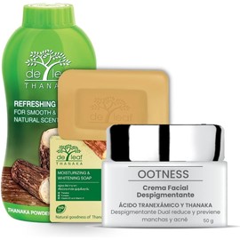 Kit Anti-manchas. diseñado para eliminar manchas y cicatrices. Ácido Tranexámico + Thanaka. Elimina acné y brillo facial. Hidratación profunda y control de la actividad de los radicales libres.