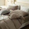 JIYUAN 100% Washed Cotton Duvet Cover Set Comfy Simple Style