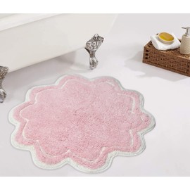 Home Weavers Allure Collection 100% Cotton Tufted Round Shape Bathroom Rug, Soft and Absorbent Bath Rugs, Non-Slip Bath Carpet, Machine Wash Dry Bath Mats for Bathroom Floor, 30" Round, Pink