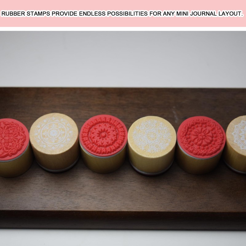 FOONEA 6 Pieces Floral Pattern Round Wooden Rubber Stamp for