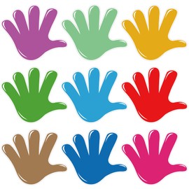 Wonmon 45 PCS Colorful Hand Prints Cutouts for Classroom Decorations, Handprint Paper Cut-Outs for Bulletin Board School Wall Decorations, Student Nameplates Name Tag for Back to School