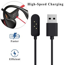Xininyia 1-Pack 4pin Magnetic Charging Cable for Yistao X6 Bone Conduction Headphones Charger Open Ear Earphones USB Charging Cord(Black)