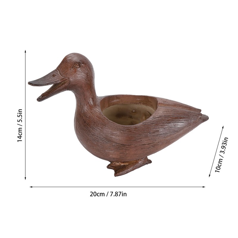 Duck Shaped Planter Resin Waterproof Decorative Animal Flower Pot for