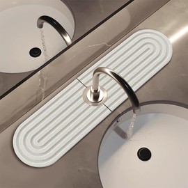 23.6" Kitchen Sink Splash Guard, Instant Dry Faucet Mat for Kitchen Sink, Diatomaceous Earth Faucet Mat for Bathroom Sink Countertop, Behind The Faucet Super Absorbent Stone Sink Tray