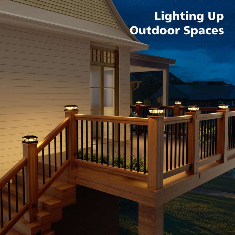 NIORSUN Solar Post Lights Outdoor, Fence Post Solar Lights Warm