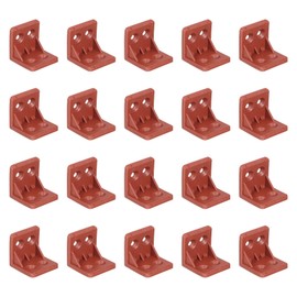 sourcing map 20Pcs Plastic Corner Braces, L Shape Corner Bracket, Right Angle Corner Support Brace, Shelf Board Holder for Wood Furniture Cabinet Drawer Bookcase, Red Brown