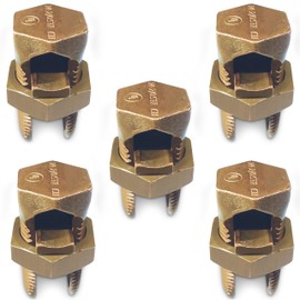 OHLECTRIC Hex Head Copper Split Bolt Connector 6 AWG (5 Pack) UL Listed, Reusable Heavy-Duty Electrical Connector | High Conductivity Electrolytic Copper | for Grounding, Bonding & Direct Burial