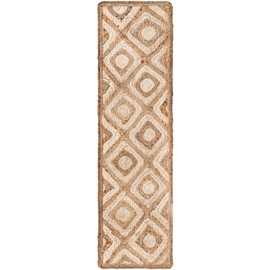 Unique Loom Braided Jute Collection Area Rug - Bengal (1' 2" x 4' 1" Table Runner Natural/Ivory)