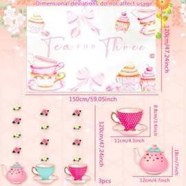 LaVenty Tea For Three Party Decorations Tea Party Decorations Party Backdrop Party Banner Floral Birthday Banner