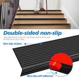 Stair Nosing 10FT Vinyl Stair Nose Rubber Stair Edge Trim, Non-Slip Self Adhesive Stair Edge Protector Peel and Stick Stair for Indoor/Outdoor Stairs
