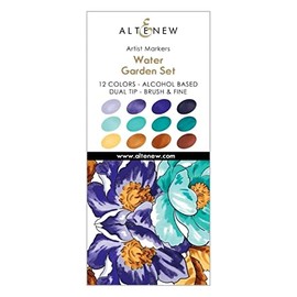 Altenew Water Garden Artist Alcohol Markers (Set G), 12-Piece Set, Refillable Alcohol Markers, Dual-Ended Art Markers for Arts and Crafts