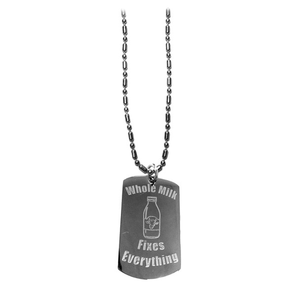 Hat Shark Whole Milk Fixes Everything - Luggage Metal Chain Necklace Military Dog Tag …