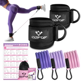 Ankle Resistance Bands with Cuffs, Ankle Bands for Working Out, Ankle Band Cuff for Kickbacks Hip, Leg Glute Exercise Equipment with Training Poster, Resistance Band with Ankle Cuffs for Women(Black)