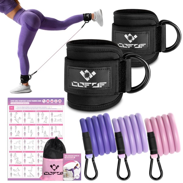 Ankle Resistance Bands with Cuffs, Ankle Bands for Working Out,