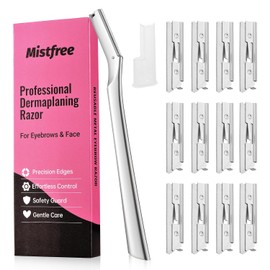 Maquinilla de afeitar Dermaplane para rostro femenino, afeitadora de cejas para mujeres y hombres, herramienta profesional de dermaplaning de metal con 12 cuchillas de repuesto, afeitadora fa